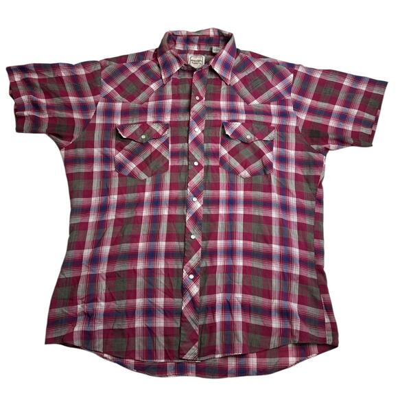 VTG Western Plains Trading Co. Men’s Large Short Sleeve Pearl Snap Shirt Western - Picture 2 of 5